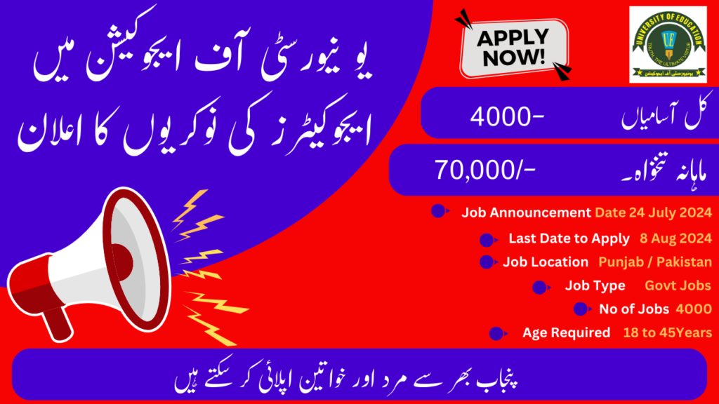 Teacher Jobs – Jobs in Lahore Universities – University of Education Lahore Jobs